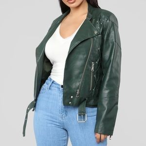 *FLASH SALE* ‼️‼️‼️ Forest green faux leather jacket